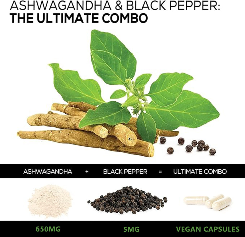 Ashwagandha Supplements Capsules Vegan Stress Relief Immune Support Supplement Balanced Energy Levels And Mood Organic